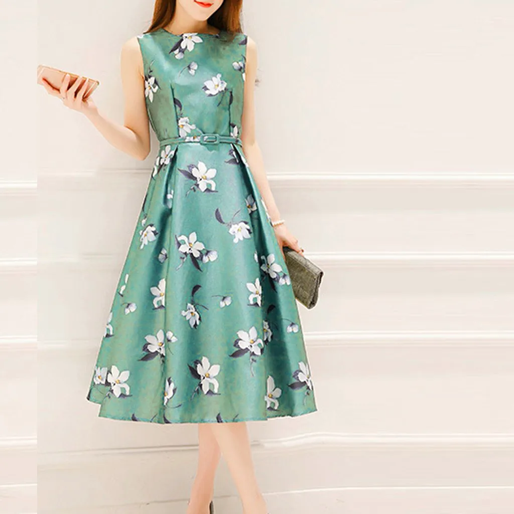 Женское платье с поясом на поясе вечерние платья до середины икры без рукавов