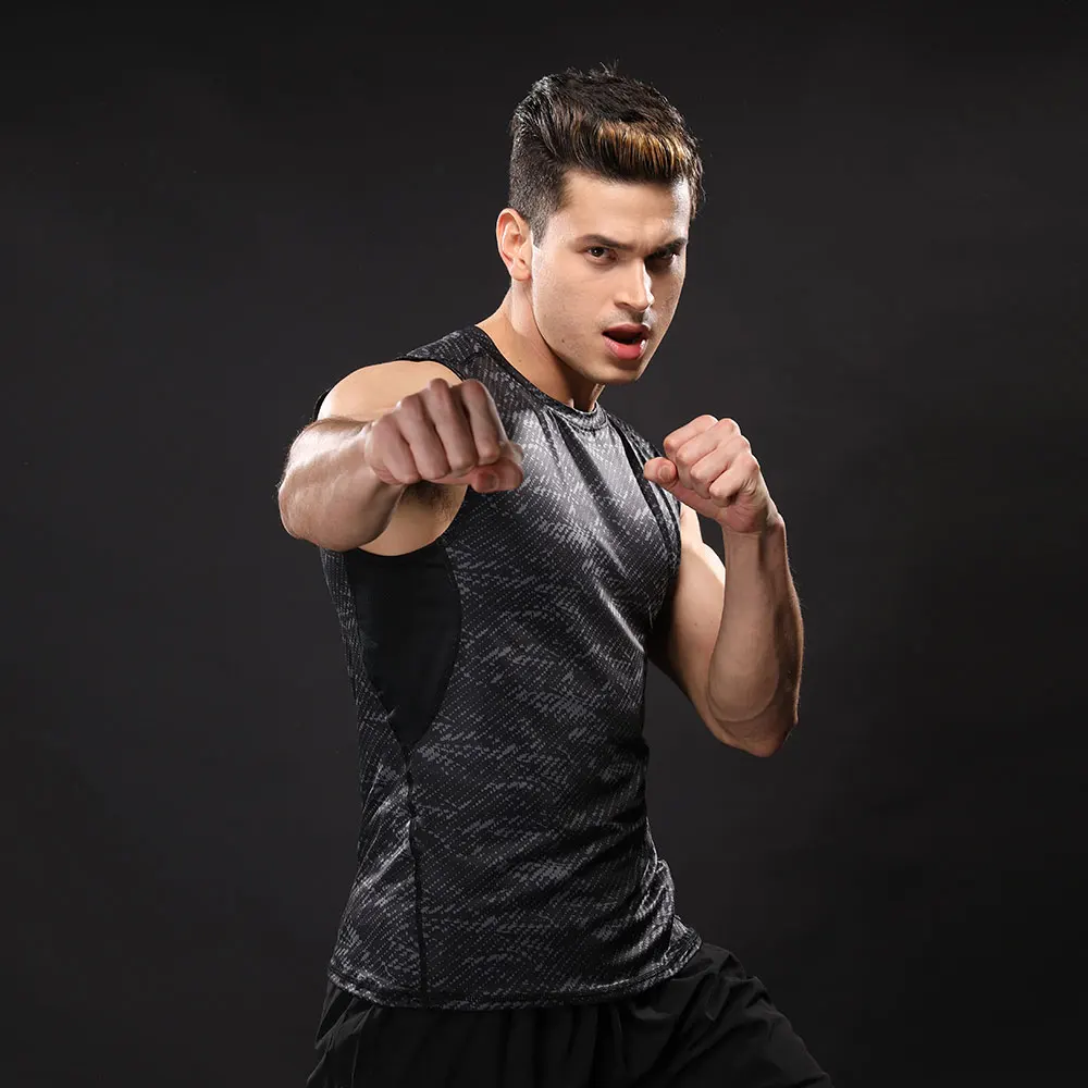 Облегающий жилет без рукавов бегунов тренировочный топ для бега мужские