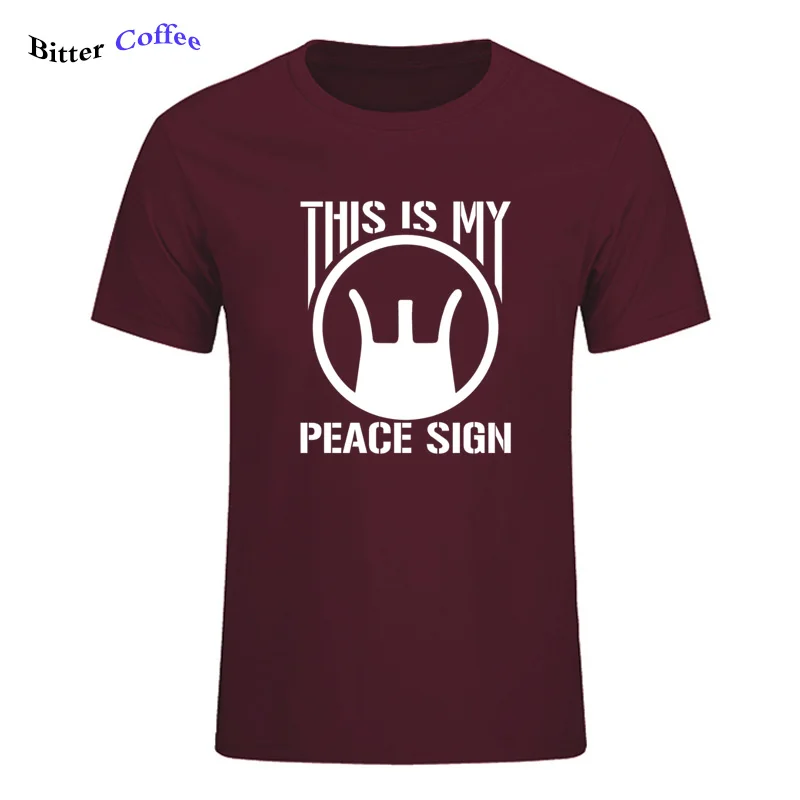 Мужская модная летняя футболка с надписью This Is My Peace облегающая Повседневная