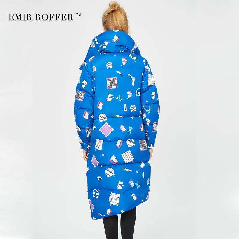 EMIR ROFFER 2018 зимний женский пуховик парка модный цветочный рисунок неправильная