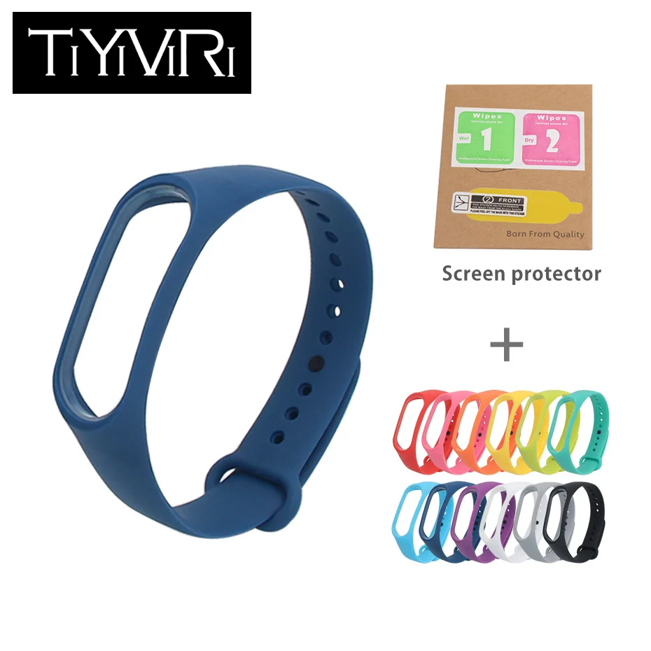 Браслет для Xiaomi Mi Band 3 спортивный ремешок часы силиконовый на запястье + пленка