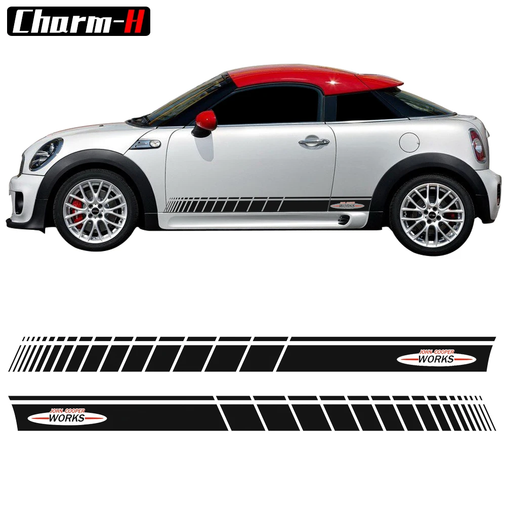 2 шт. Стайлинг автомобиля Наклейка на боковую юбку дверь для MINI John Cooper Works R56 F56 JCW