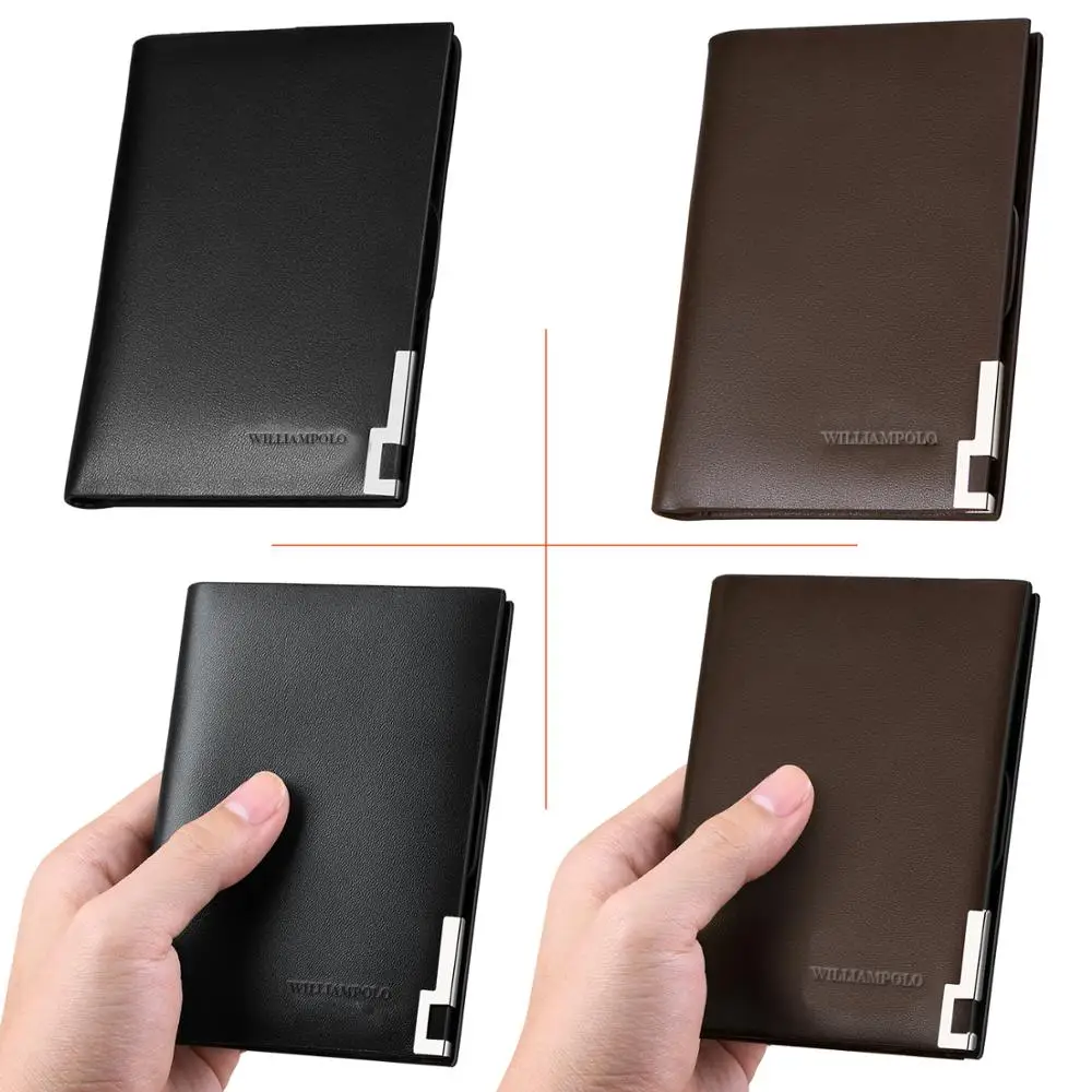 WilliamPOLO Wallet Men Genuine Leather Bifold Wallet Brand Fashion Short Design Purses Male Gift ID Credit Card Holder Purses