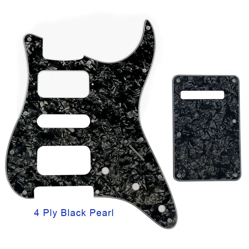 4 ply black pearl Pleroo гитарные аксессуары 11 винтовое отверстие накладка с задней пластиной для Fender Stratocaster standard ST HSH гитарная пластина для царапин - Цвет: 4 ply black pearl