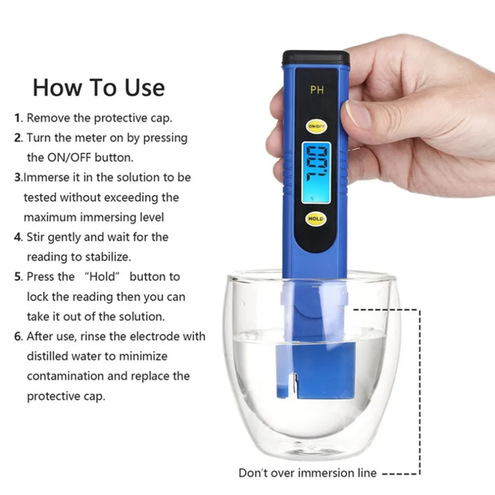 Protable LCD Digital PH Meter Pen of Tester accuracy 0.1 Aquarium Pool Water Wine Urine automatic calibration | Инструменты