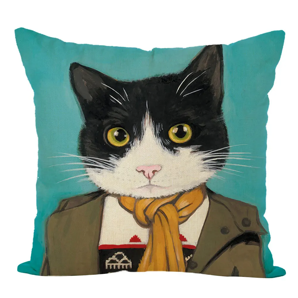 40 # креативная голова кота квадратная льняная наволочка для подушки дивана и