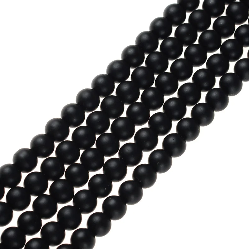 matte black agate Натуральный драгоценный камень тигровый глаз аметисты круглый лазурит свободные нити камень бусины для DIY ожерелье браслет ювелирных изделий выбор Размер 4-12 мм - Цвет: matte black agate
