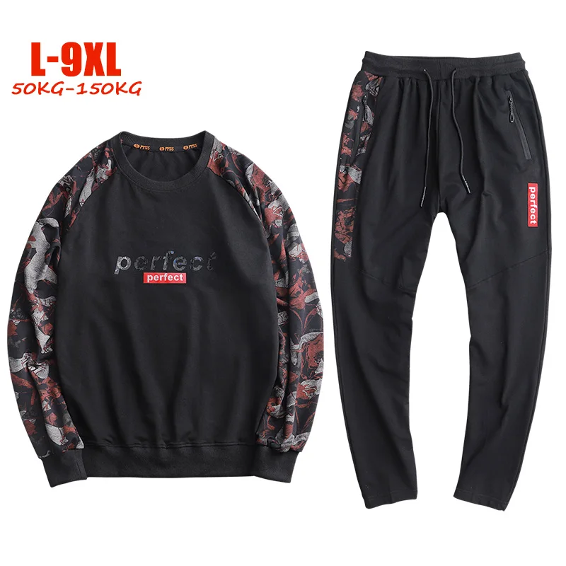 Новинка весны, 9XL, спортивный костюм для мужчин, с лазерной печатью, хлопок, мужские спортивные костюмы,, большой размер, L-9XL, survetement homme, для 50-150 кг, для мужчин