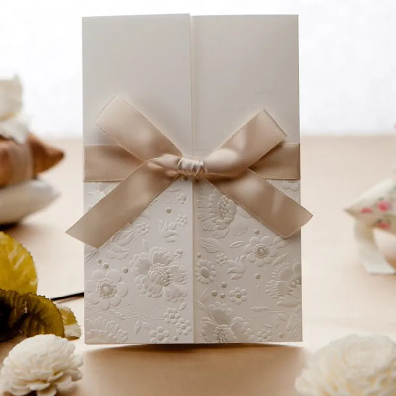 European Style Wedding Invitation Card Laser Cut 1Set (Wild Card+Blank Pages+White Envelope) Greeting Party Decor Supplies | Дом и сад