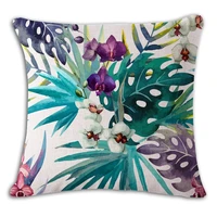 cotton linen plant cushion cover tropic tree green throw pillow cover flamingo bird decorative pillows flower cushion cover