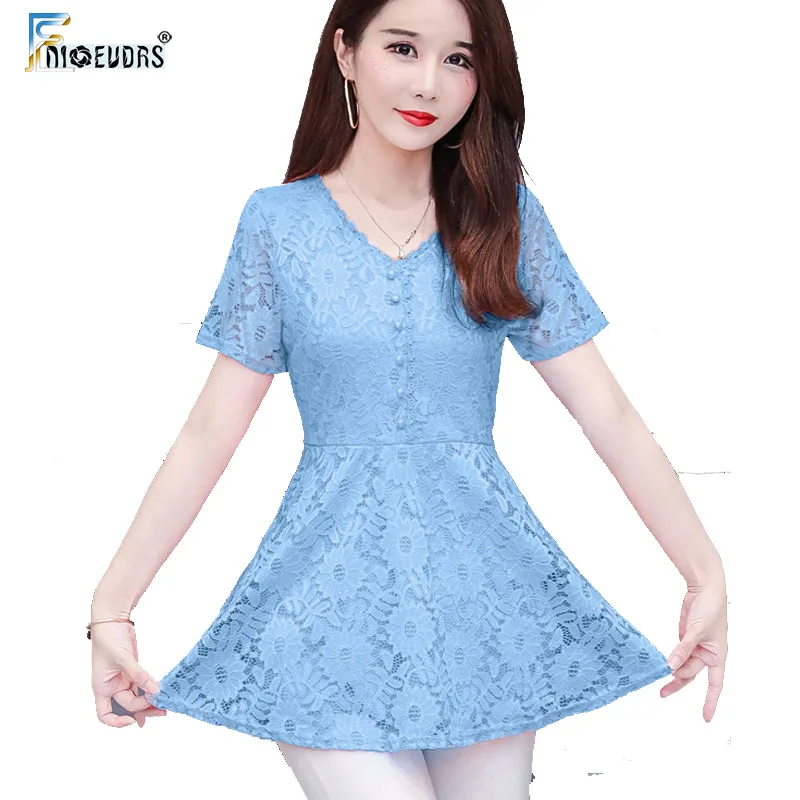 Туника кружевные топы женская модная летняя элегантная офисная блузка с