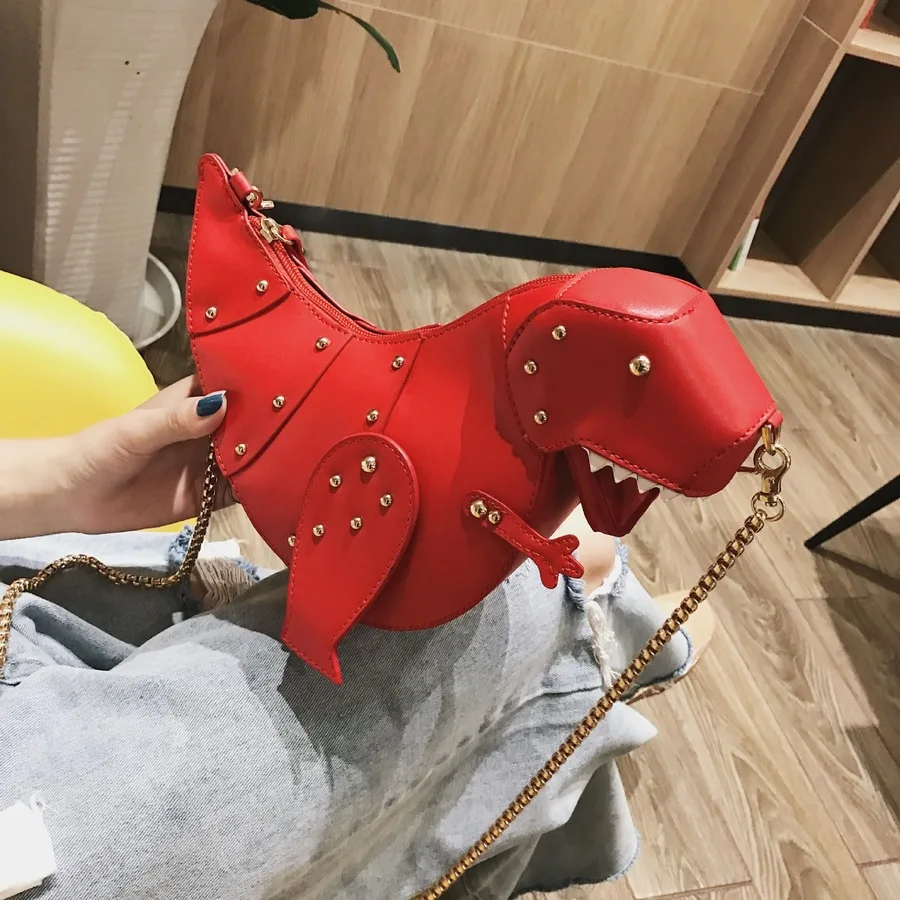 Креативные дизайнерские кожаные сумки через плечо с 3D динозавром Женская милая