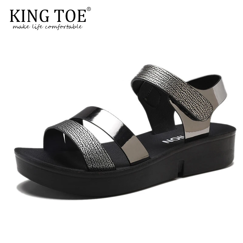 KINGTOE/Женская обувь Босоножки на платформе летние модные женские шлепанцы с