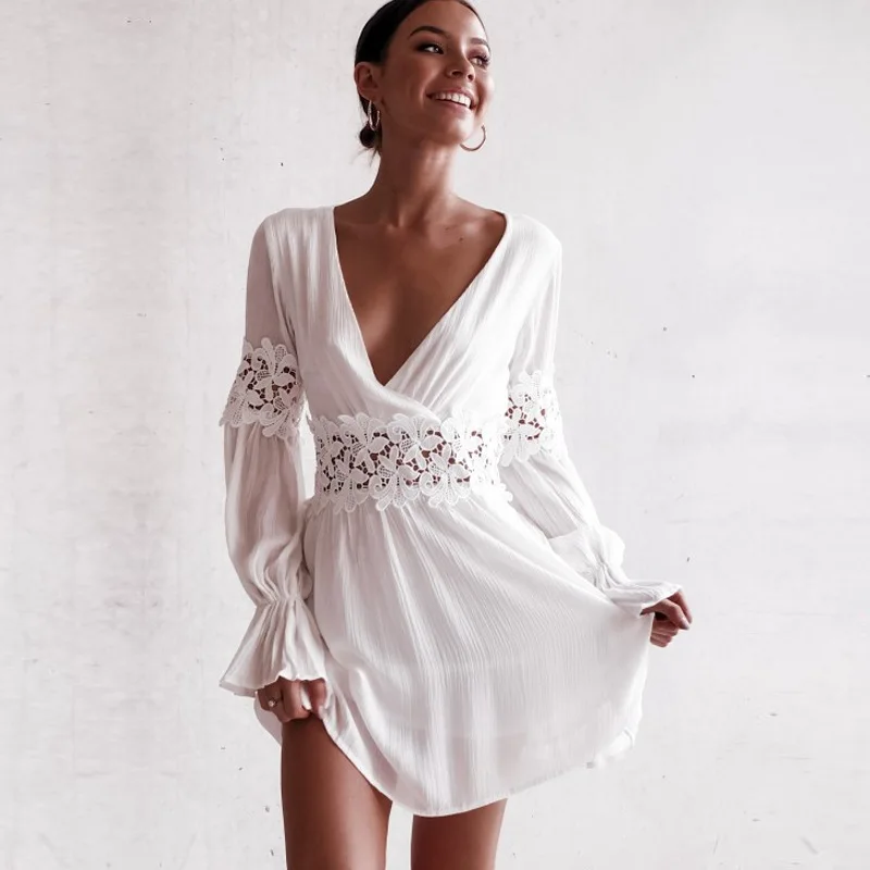 dress elegant plus size women gothic 2019 fashion club dresses woman party night bohemian hollow out flare sleeve | Женская одежда