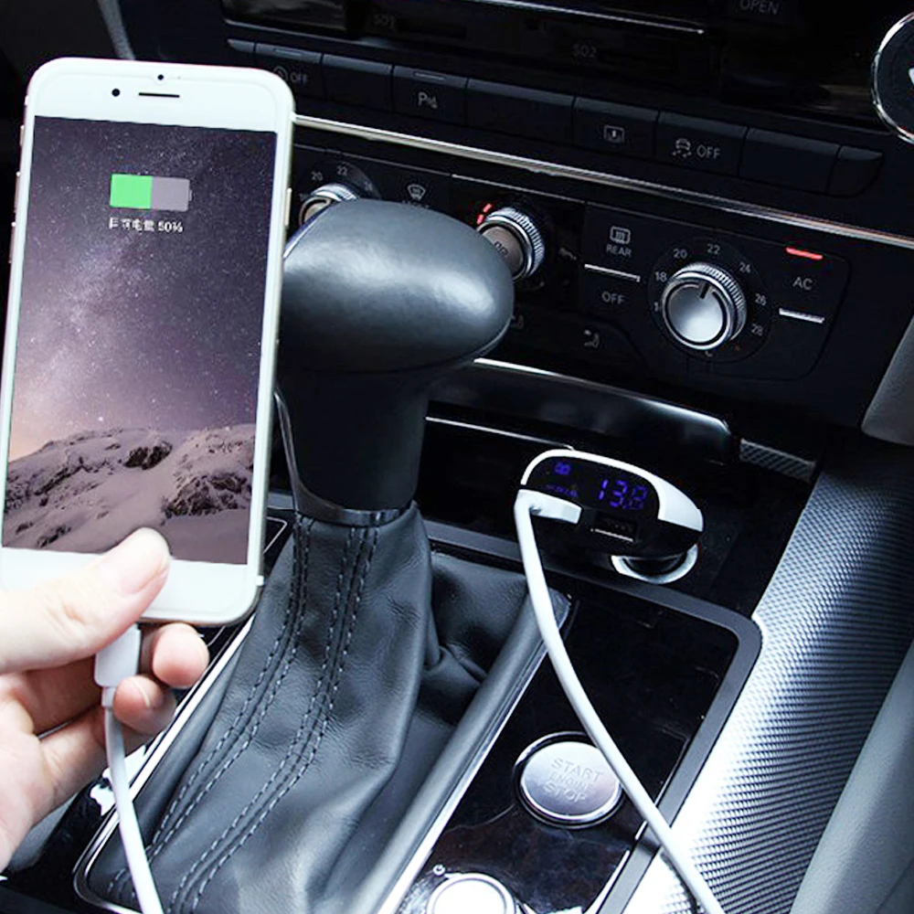 Светодиодный дисплей для автомобильного зарядного устройства USB 5V/3.4A Dual