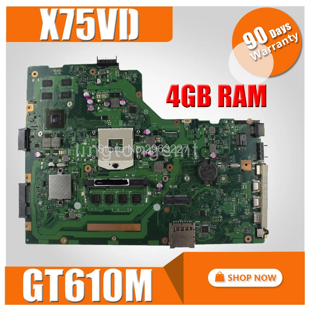 Материнская плата X75VD REV 2 0 GT610M 4 ГБ для For Asus X75V X75VC X75VB материнская ноутбука