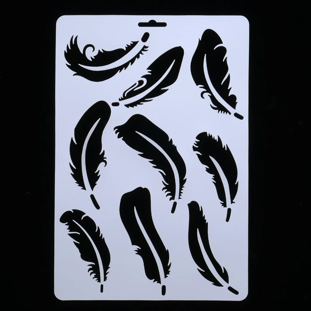 DIY перо для рукоделия многослойные трафареты стен живопись штампованная