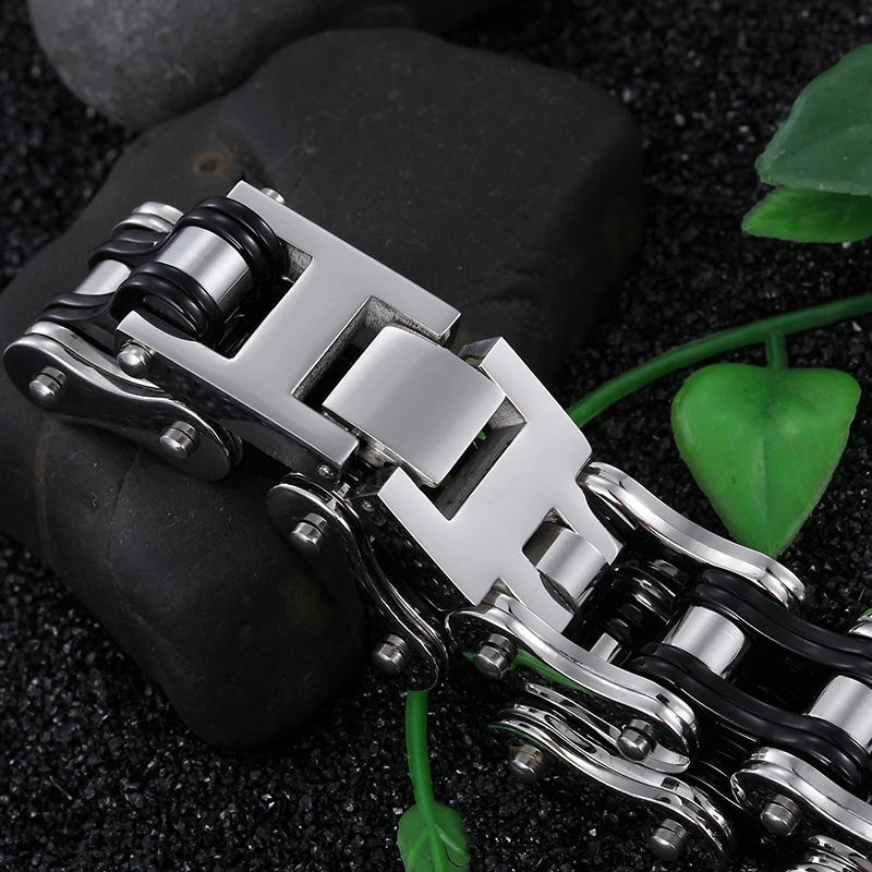 Тяжелый 107 г Вес титановая сталь черный Байкерский велосипедный браслет-цепочка