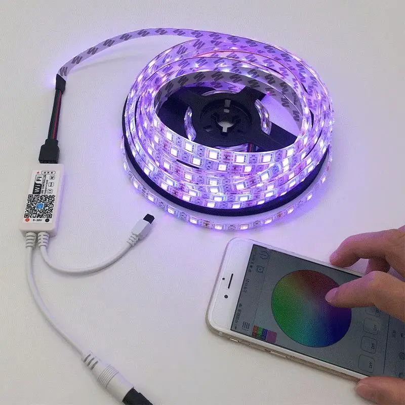 5 м 10 15 WiFi RGB Светодиодная лента Водонепроницаемая SMD5050 3528 2835 DC 12 В светодиодная