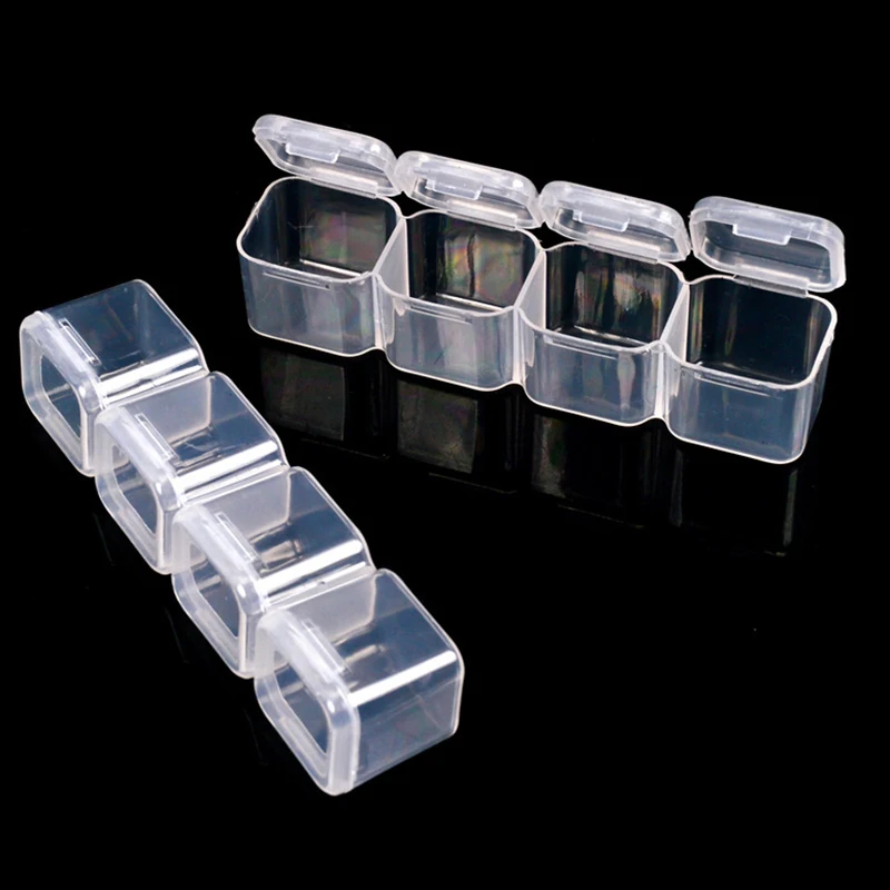 28 прозрачные сетки пластиковая пустая коробка для хранения ногтей инструменты