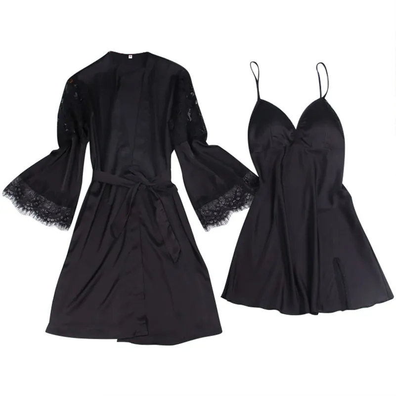 Новинка модная женская кружевная сексуальная пижама с v-образным вырезом халат и