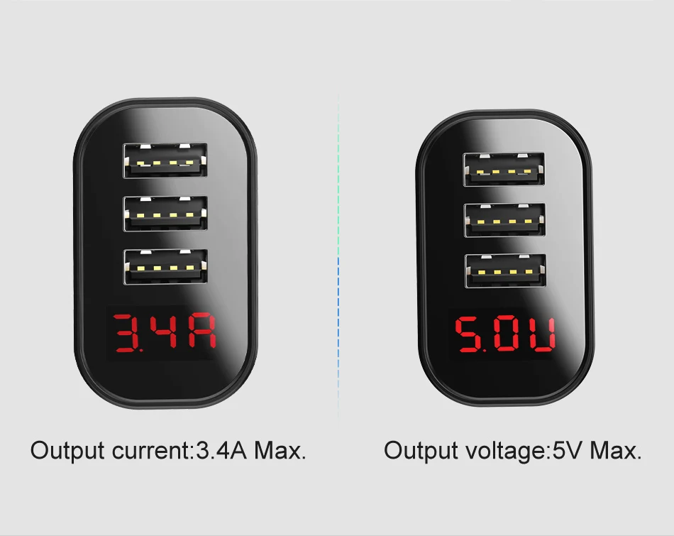 Светодиодный дисплей 3 USB зарядное устройство, Baseus USB ЗУ для мобильного телефона Быстрая зарядка настенное зарядное устройство для iPhone samsung Xiaomi 3.4A Max зарядное устройство