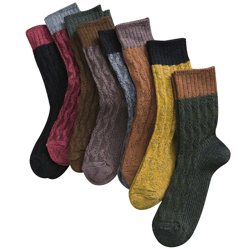 

6 Pairs New Fall/Winter Warm Some Yarn Design Creative Socks Women High Quality Heap Heap Solid Color Sock For Women Socks Meias