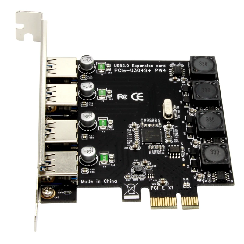 10PCS USB3.0 4 Port PCI-EExpansion Card Hot Swap Plug and Play Converter Extender PCIe USB 3.0 Adapter for PC Computer | Компьютеры и