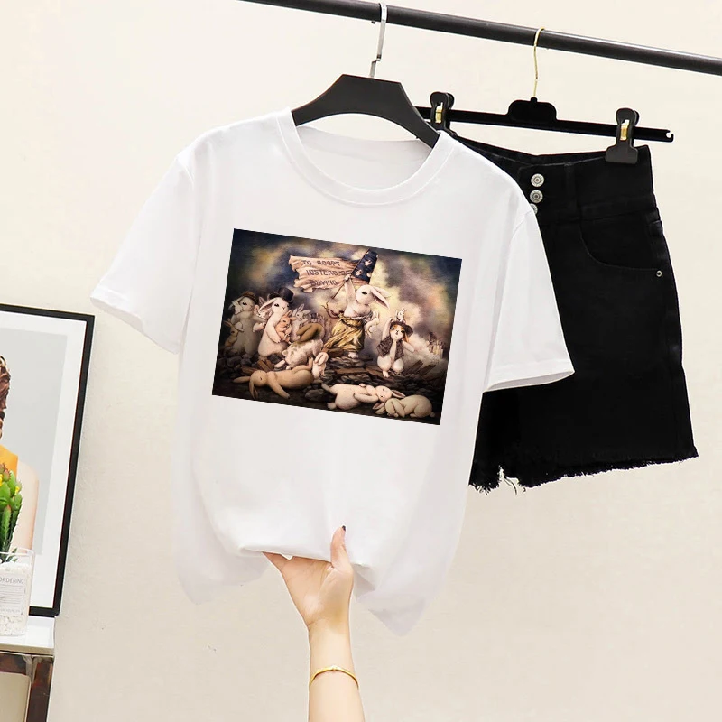 ZSIIBO Female T-shirt Girl Costume Harajuku kawaii Summer Fashion Short sleeve 2T-2XL Large Size Casual Tee Kids Clothes CX6L213 | Мать и