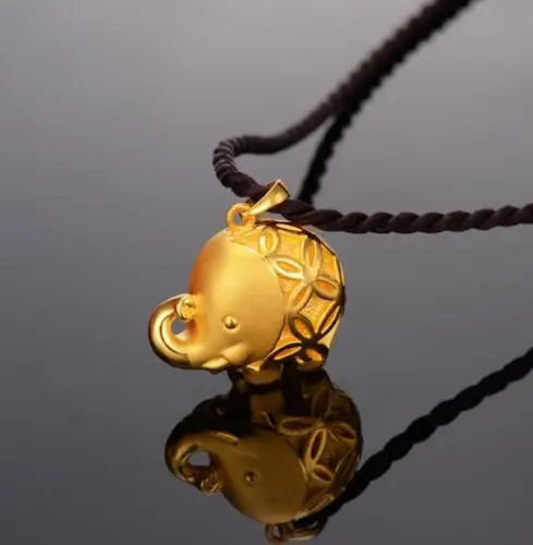

Pure 24k Yellow Gold Pendant/ 3D Craved Men&Women Elephant Pendant /3-4g