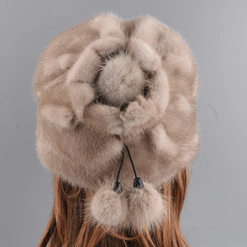 Шапка бини из натурального меха норки зимняя женская шапка|Женские Skullies и