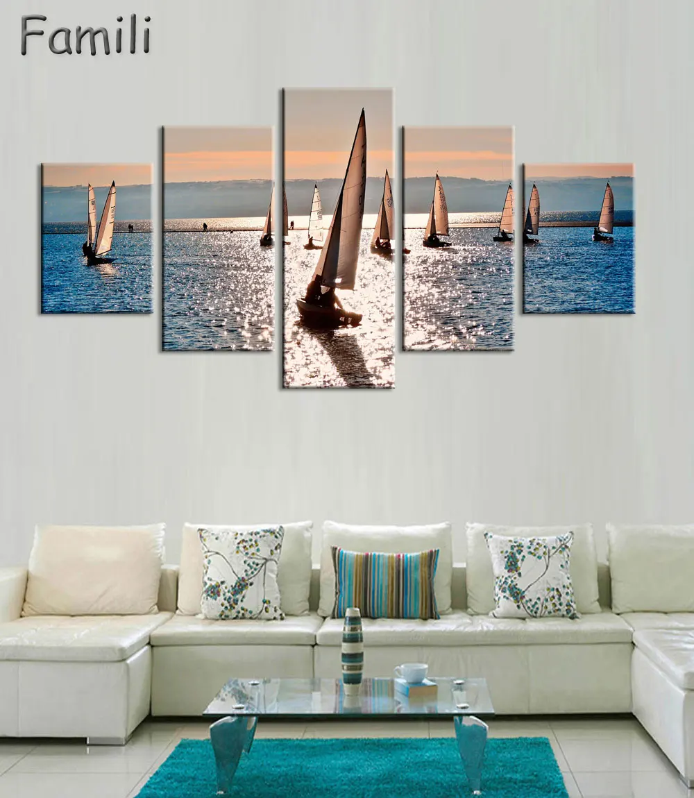 5 шт. высокое качество картина для дома гостиной Настенный декор парусник в море