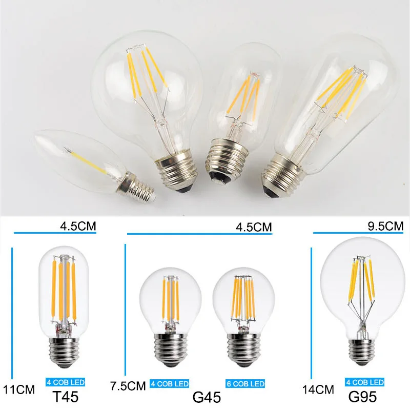Retro Antique Led Edison Bulb E14 E27 Ampoule Vintage Filament Light Lampada 220v Energy Saving Lamp Candle Lights bulb | Освещение