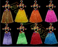 12sets 60cm 6pcsset plastic fibers women grass skirts hawaiian hula skirt set cheerleaders costumes ladies dress up
