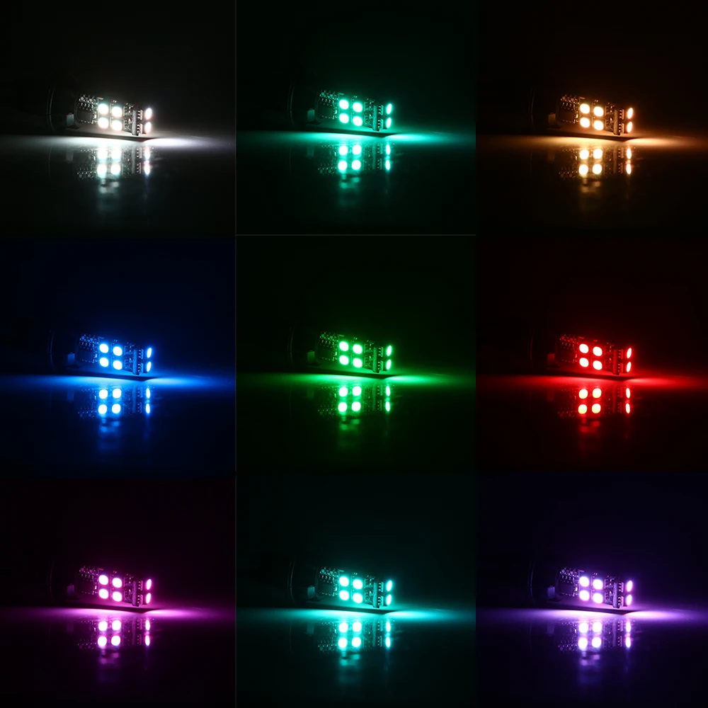 

2pcs DC 12V RGB W5W 194 T10 3535 10 SMD Led Bulbs Car Indicator Clearance Lights With Controller Colorful