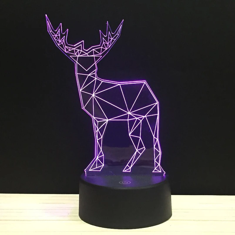 LED 3D линия искусство олень Бакс ночник акриловая Ночная лампа светящаяся с
