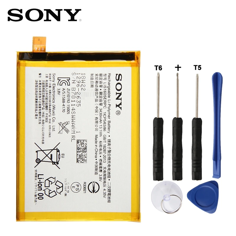 Аккумулятор SONY для SONY Xperia Z5 Premium Z5P Dual E6853 E6883 LIS1605ERPC 3430 мАч подлинный Сменный аккумулятор для телефона