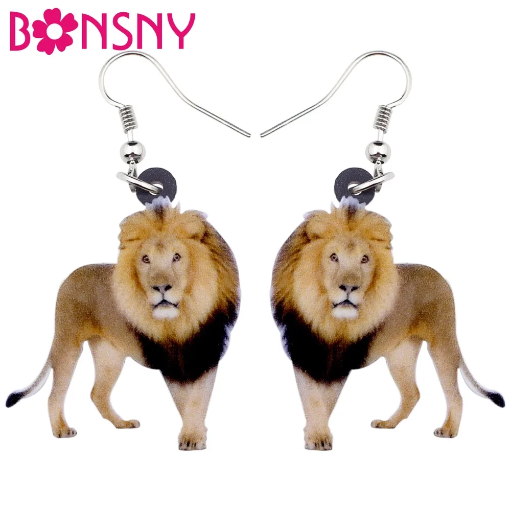 

Bonsny Acrylic Elegant Walking Lion Earrings Big Long Dangle Drop Wild Jungle Animal Jewelry For Women Girls Ladies Wholesale