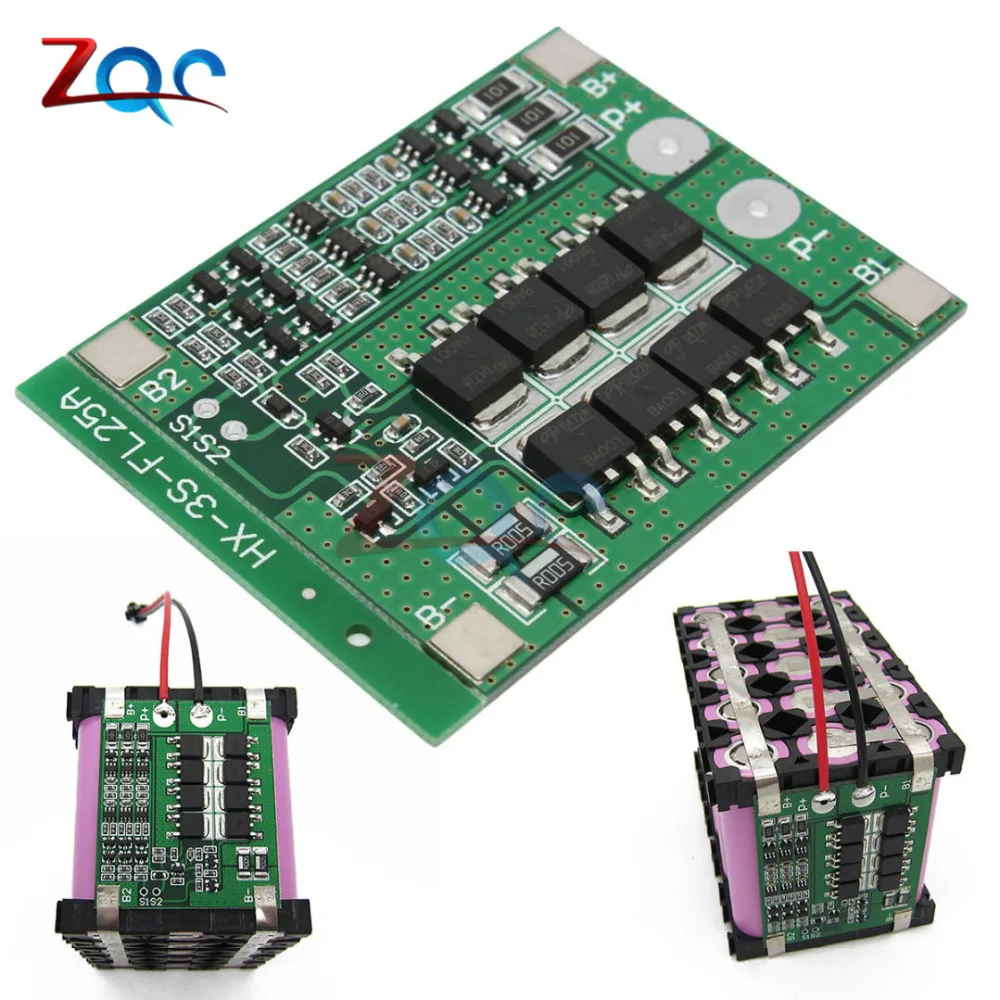 Защитная плата 3S 25A Li Ion 18650 BMS PCM для аккумулятора с балансиром литий ионного