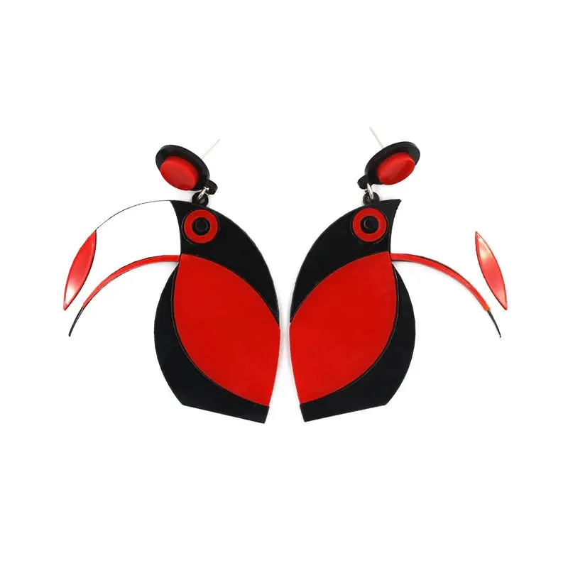 

Hip Hop Jewelry Big Parrot Earrings Long Acrylic Animal Night Club Women