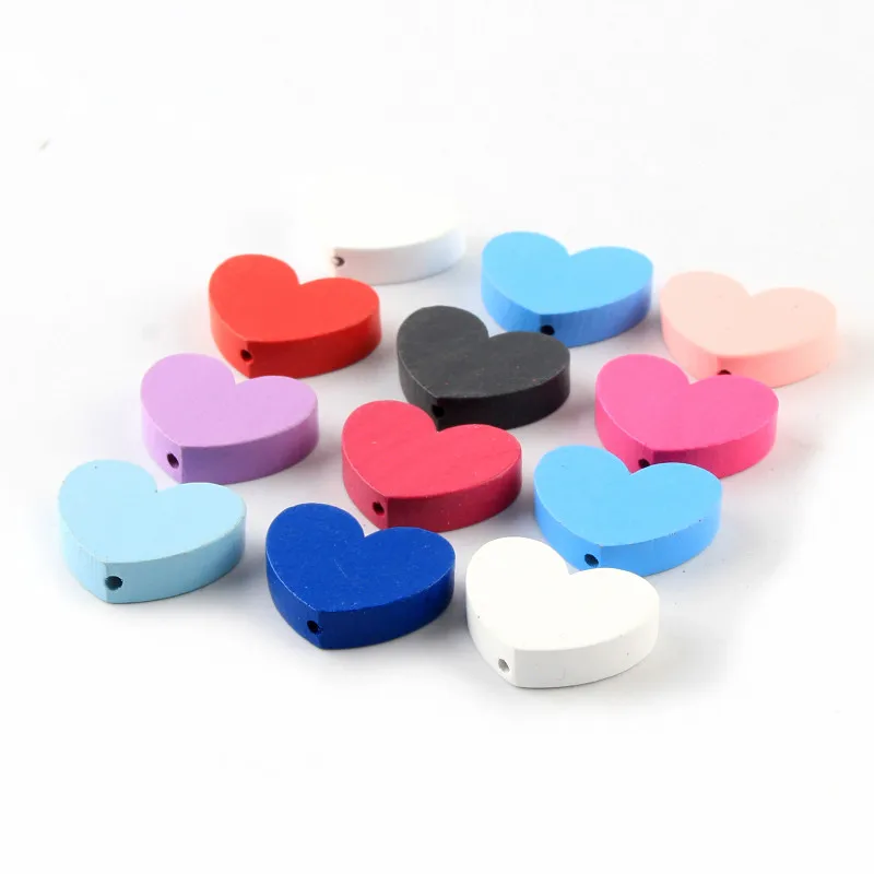 

Деревянные поделки в форме сердца из деревянных бусин бисера 10 шт. детских игрушек и соска клип Spacer бисера ожерелье аксессуары