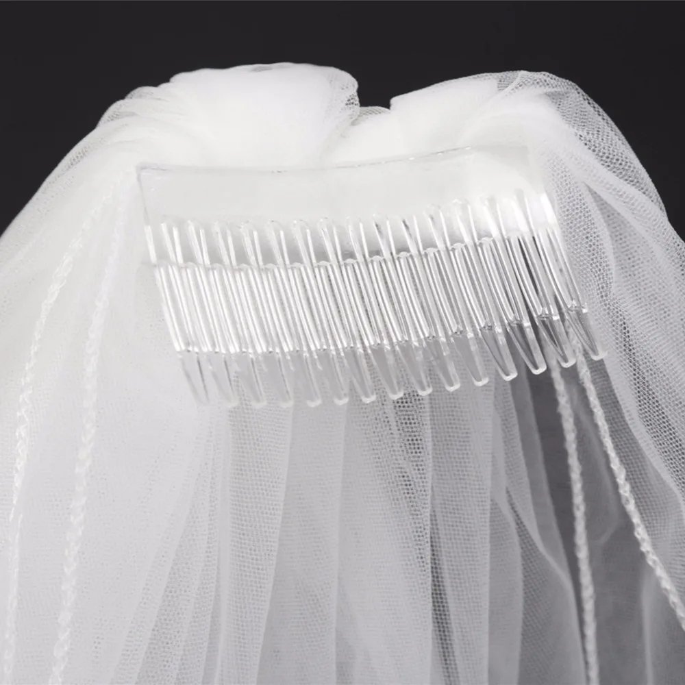 ZYLLGF Velos De Novia Cortos Две слои свадебная фата с гребнем 1 5 м короткая для невесты в