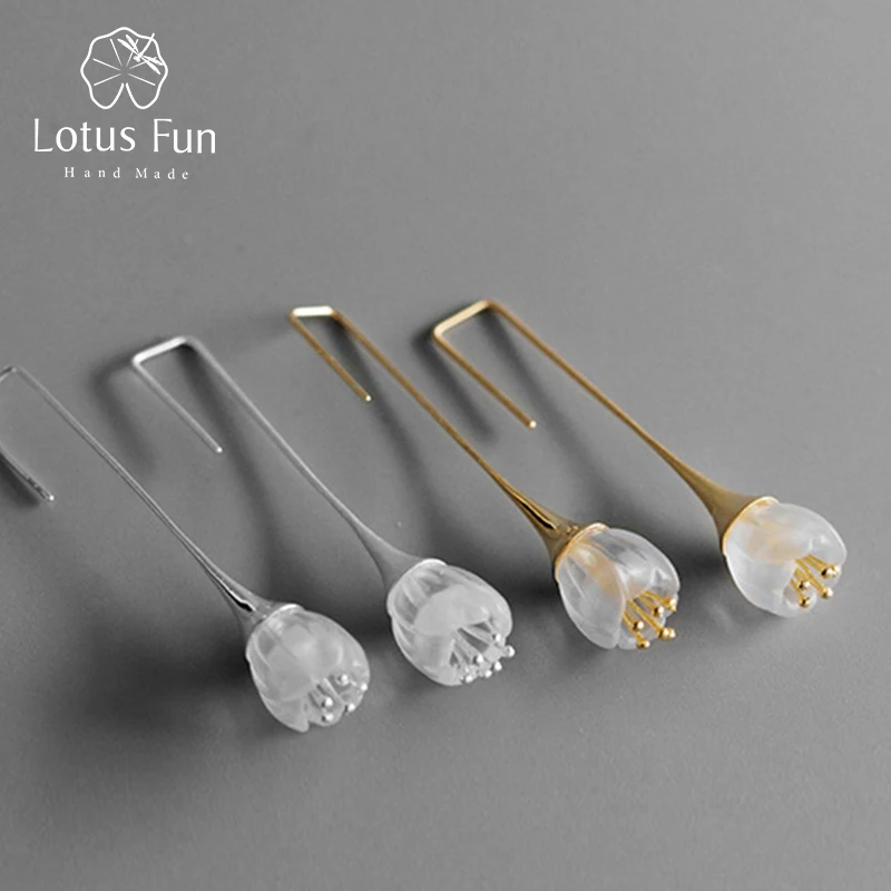 Lotus Fun реальные 925 Серебро Природный кристалл ручной дизайнер ювелирных украшений