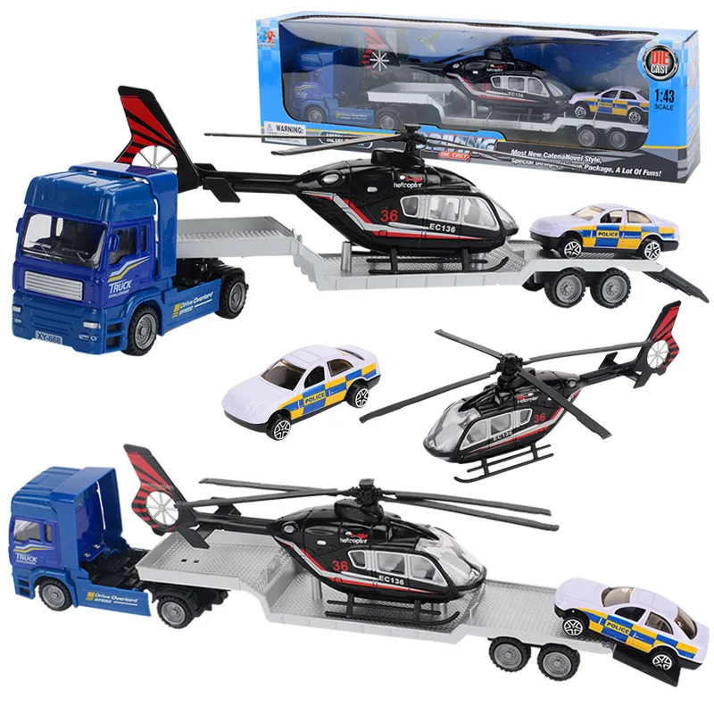 3 шт. инерционный автомобиль из сплава прицеп с плоской панелью модель автомобиля