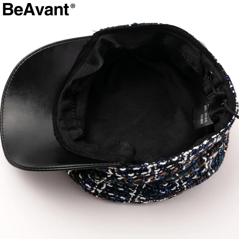 BeAvant Винтаж плед кепки для женщин козырек шляпа 2018 новый стиль Военная Униформа