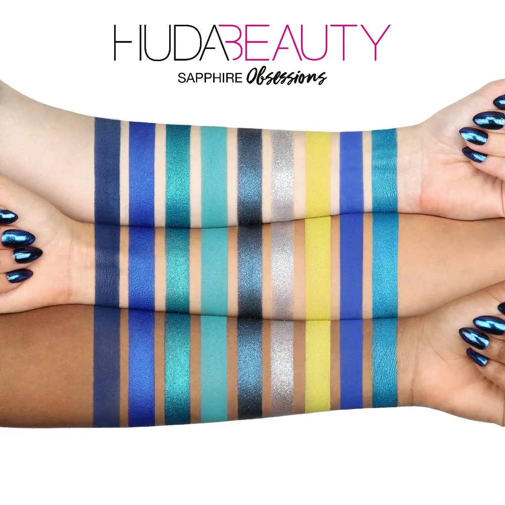 Тени для век Hudas Beauty палитра теней с сапфиром тени 9 видов цветов макияжа блеском