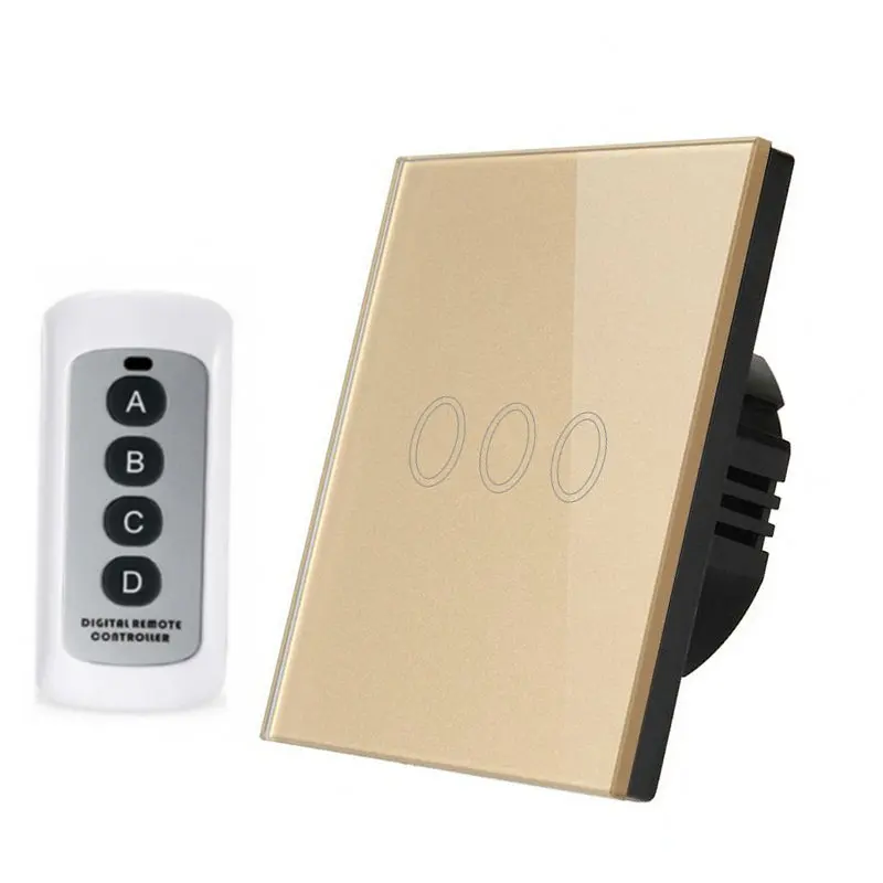 remote 3 gang gold Пульт дистанционного управления светильник беспроводной переключатель для Светодиодный светильник 1/2/3 прерыватель Сенсор сенсорный переключатель для умного дома - Цвет: remote 3 gang gold