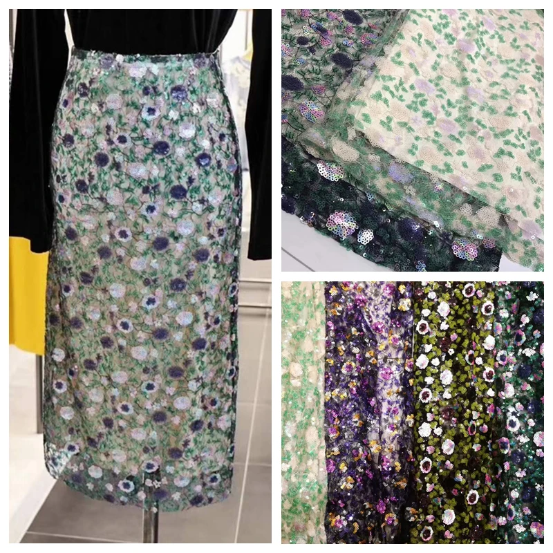 

LASUI 4 цвета блестящая вышитая Цветочная сетчатая кружевная ткань Сделай Сам вечернее платье для шоу одежда для вечевечерние платье ткань W0042