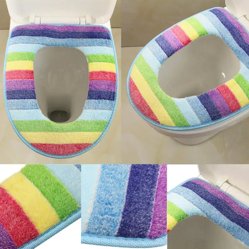 Зимнее покрытие для унитаза ванной комнаты цветное туалет сидения Подушка
