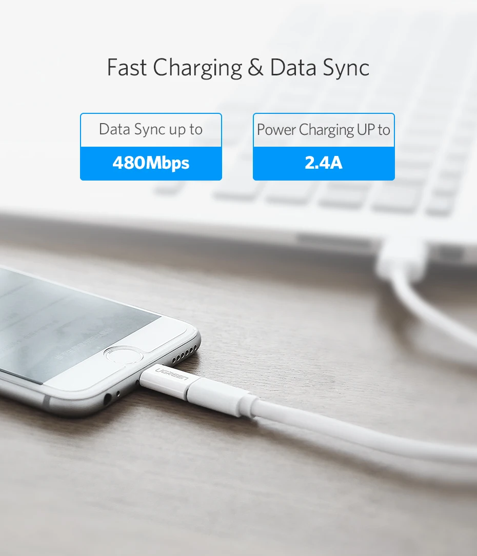 Ugreen USB адаптер для iPhone 8 Lightning-Micro USB для iPhone 11 Pro XS 7 адаптер для быстрой зарядки и синхронизации данных для iPad USB кабель